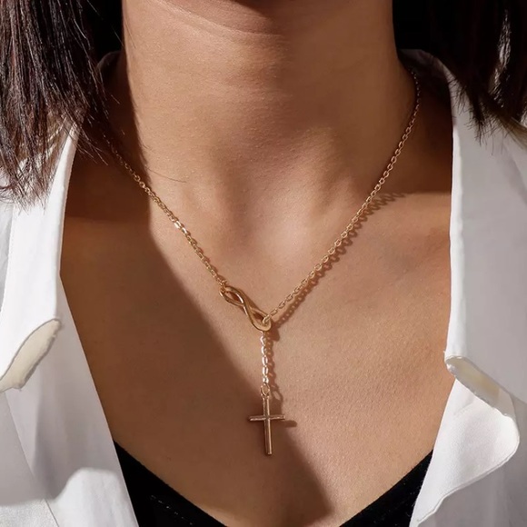 “His” Minimalist Infinity Cross Faith Necklace - Picture 3 of 8